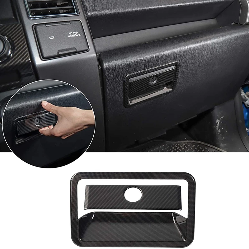 

Copilot Storage Glove Box Door Handle Bowl Cover Trim for Ford F150 2015-2021 Carbon Fiber