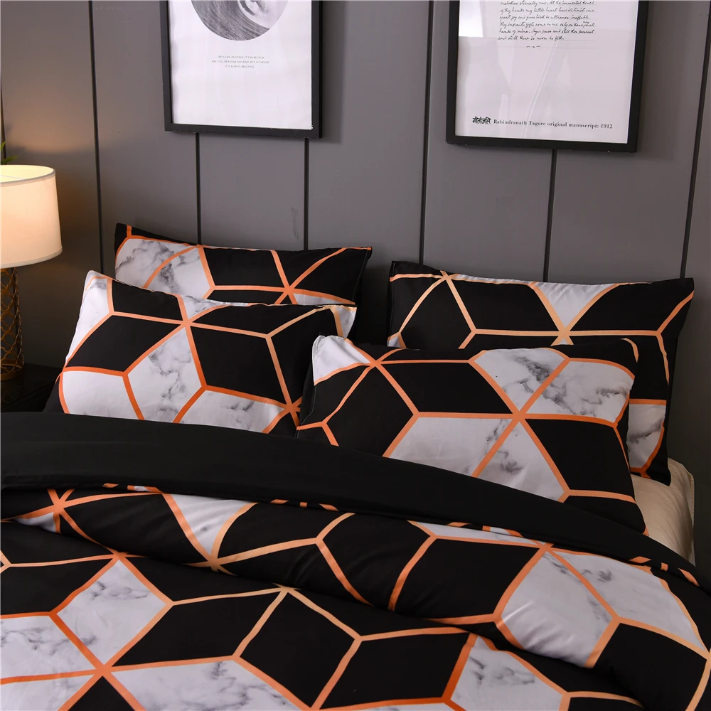 Комплект постельного белья в скандинавском стиле с 3D фианитами наволочка