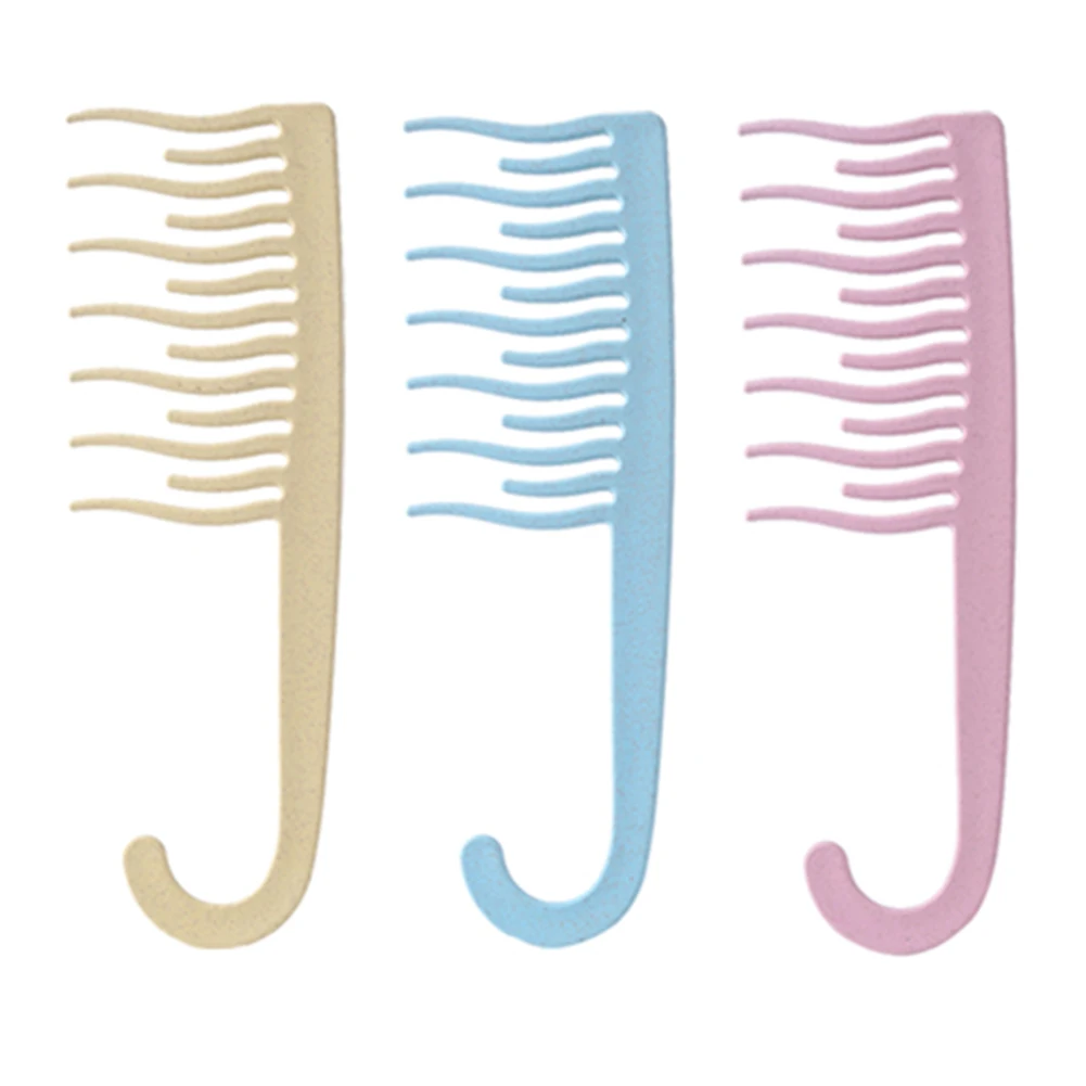 Wide Tooth Comb Antistatic Wheat Straw Hairbrush Wet Drying Hair Loss Comb Pro Hairdress Salon Dyeing Styling Brush