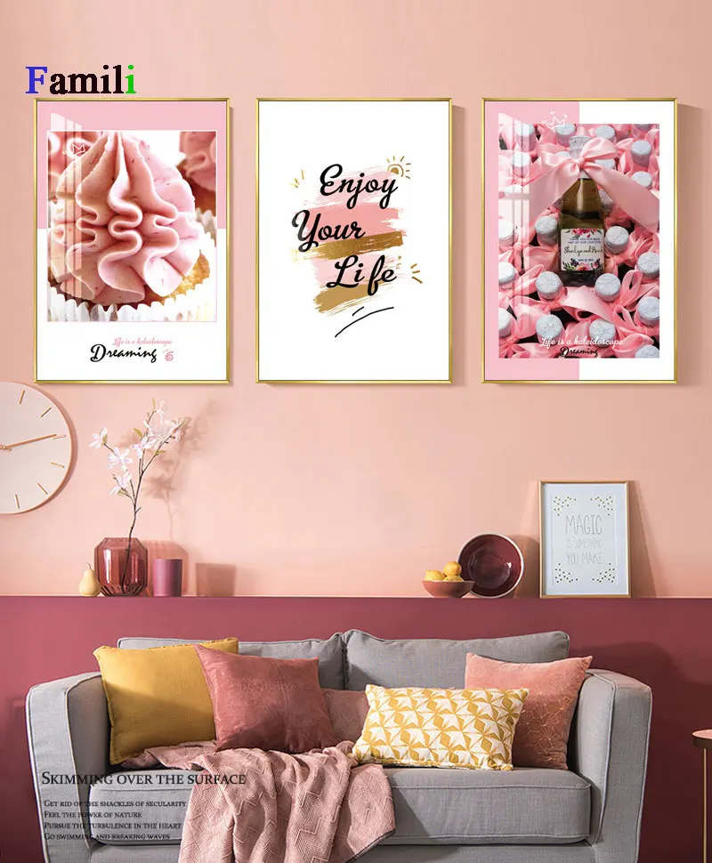 Современные минималистичные скандинавские плакаты маленькая свежая розовая еда