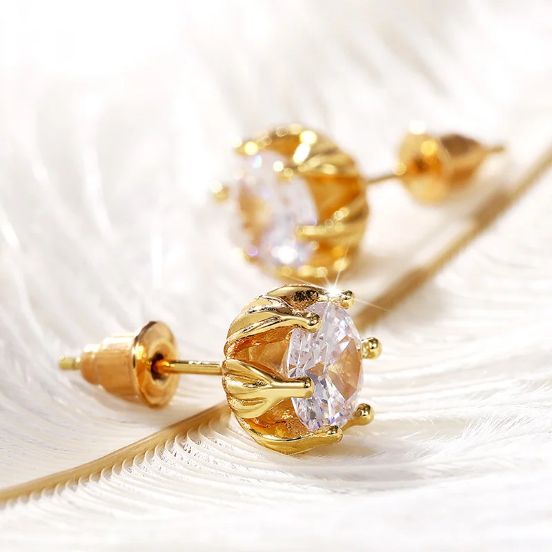 Женские серьги гвоздики с фианитами кристаллами|Серьги-гвоздики| |