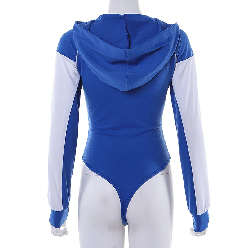 Осенние женские Беговые наборы боди с длинным рукавом капюшоном пуловер со