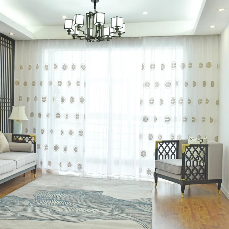 Китайский Стиль прозрачные Шторы для Гостиная чистая Кухня балкон Тюль с