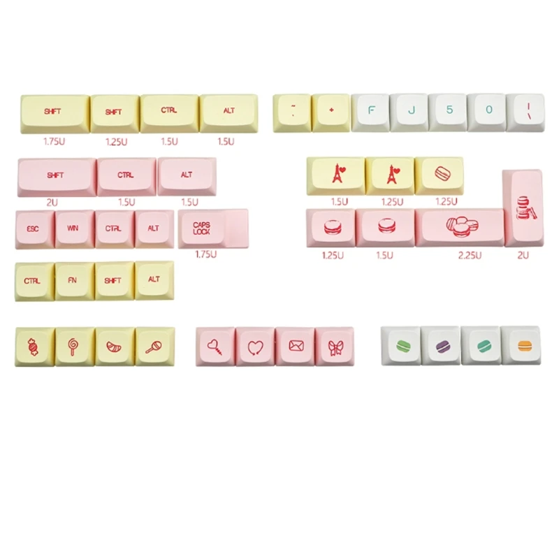 

B2EF 146Keys PBT Keycaps XDA Profile DYE-SUB Keycap for cherry MX Switch Mechanical Keyboard Macaron Theme Keycap