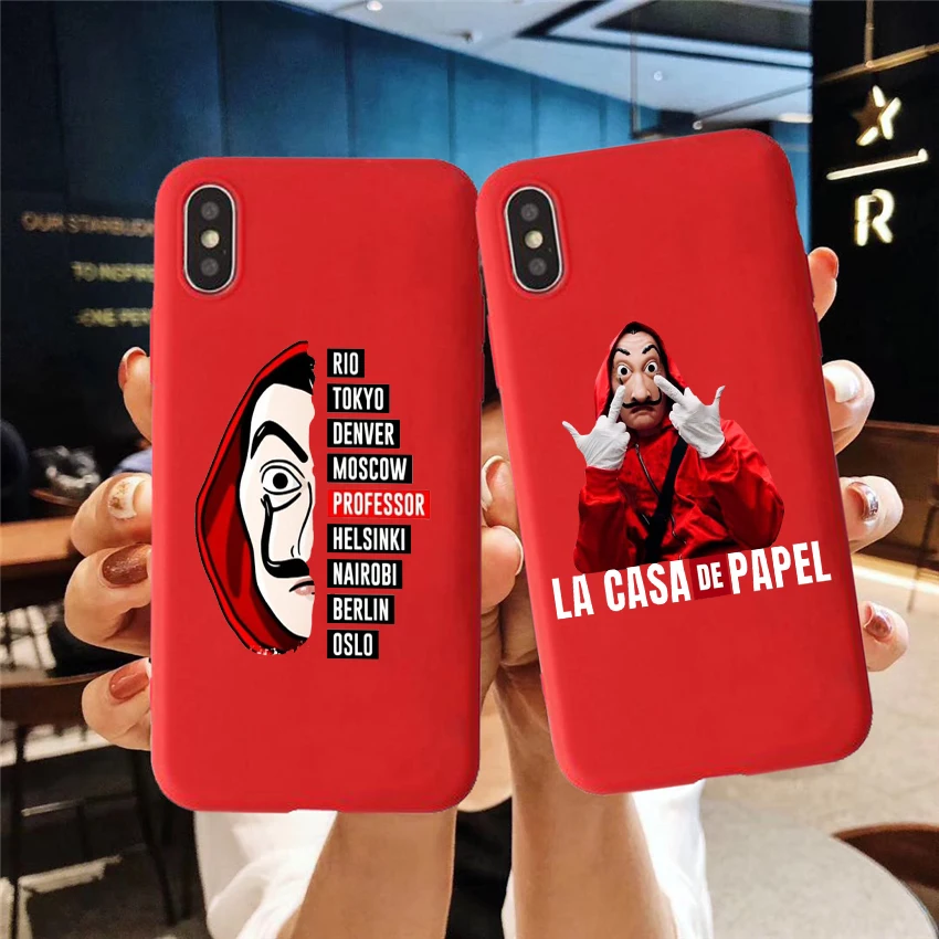 Испания ТВ La Casa de papel чехол-накладка на заднюю панель из силикона и мягкого ТПУ чехол для телефона для iphone 6/6S, 7/8, 7 Plus/8 Plus, X, K, XS, XR 11 pro
