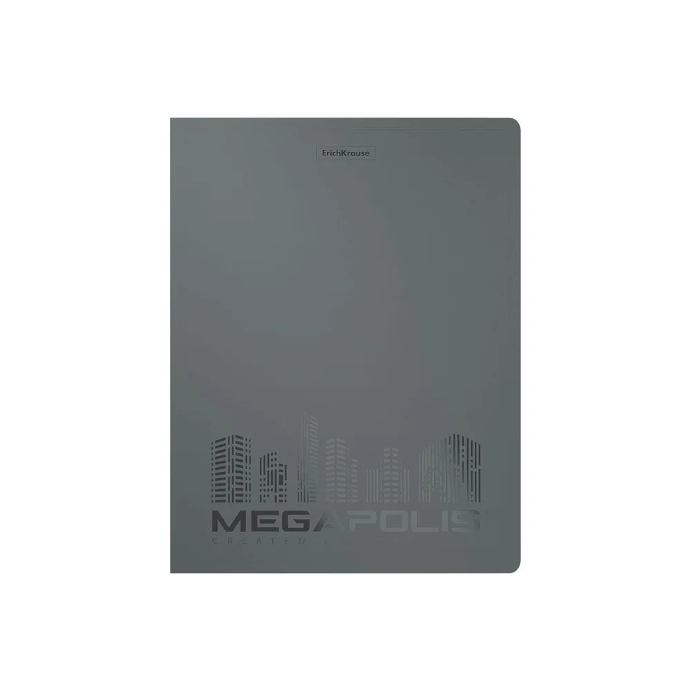 Папка на 4 кольцах пластиковая ErichKrause MEGAPOLIS 24 мм А4 синий серый|Папка для файлов| |