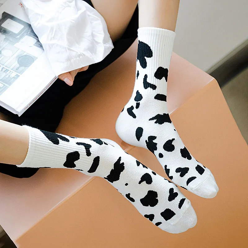 

Носки в полоску с забавным принтом коровы; Белые Носки с рисунком; Удобные носки в стиле Харадзюку; Skarpetki Damskie; Милые носки с животными; Chaussettes Kawaii Happy Socks