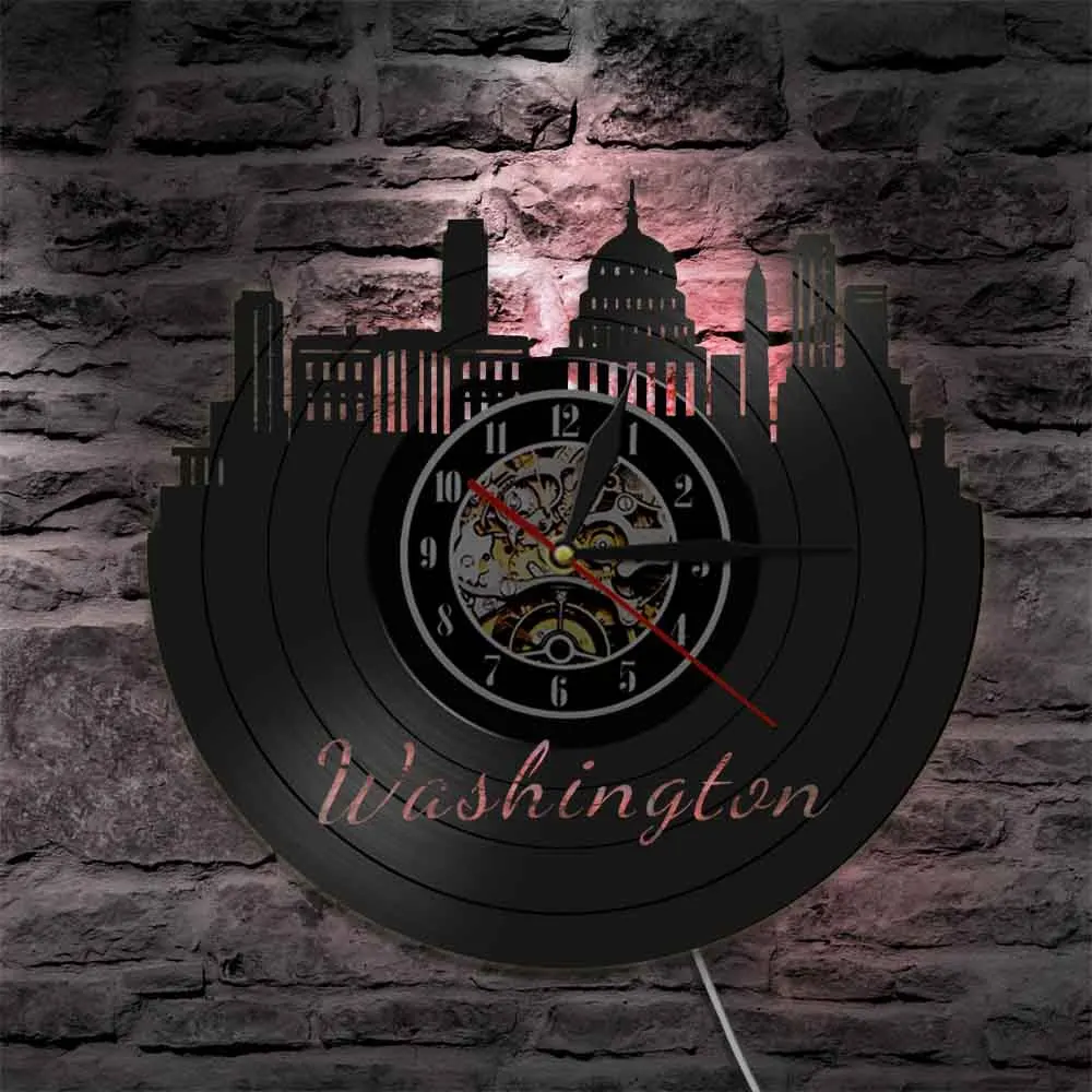 Настенные часы с виниловой пластиной Сиэтл Вашингтон сильная башня | Дом и сад