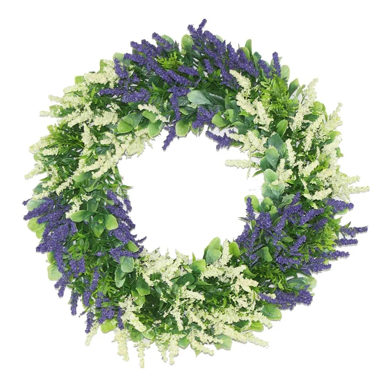 

Artificial Lavender Wreath Handmade Floral Wreath Simulation Spring Wreath for Front Door Wall Wedding Party Home Decor