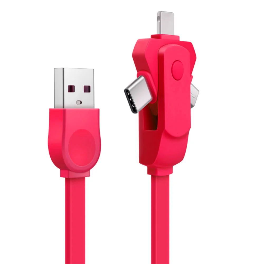 Rose red KISSCASE 3 в 1 usb type C Micro usb type-c кабель для iPhone 7 Xr Быстрый Кабель зарядного устройства usb C кабель для Xiaomi Redmi; Huawei samsung - Цвет: Rose red