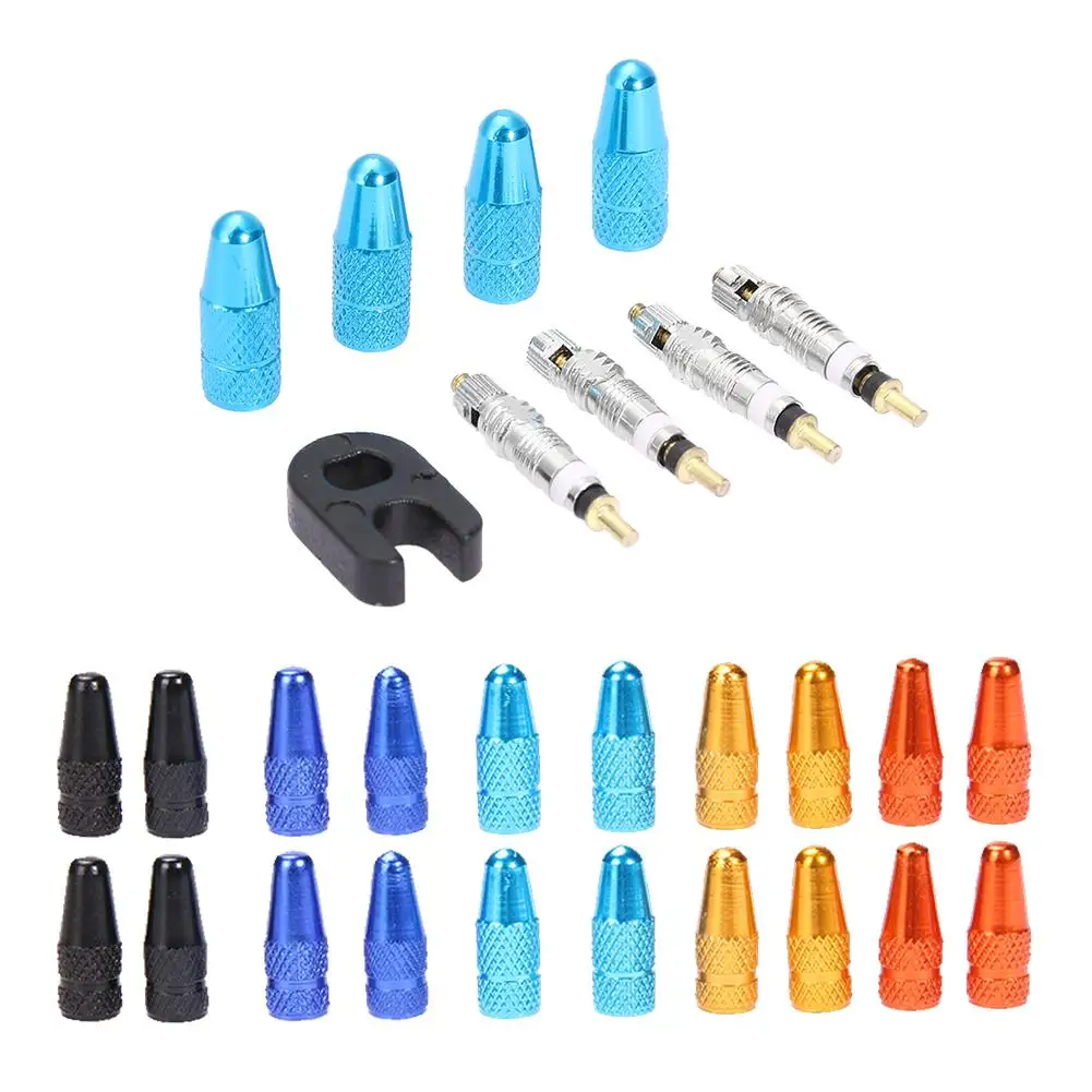 

Bicycle Repair Tool 4PCS Presta Valve Stem Caps+ 4PCS Valve Cores +Wrench Tool Bike Valve Core Kits Cycling Accessories
