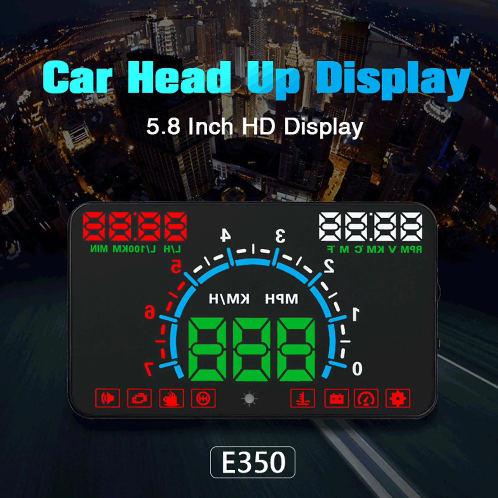 Автомобильный индикатор HUD OBD II автомобильный OBD2 5 8 дюйма экран приборной панели