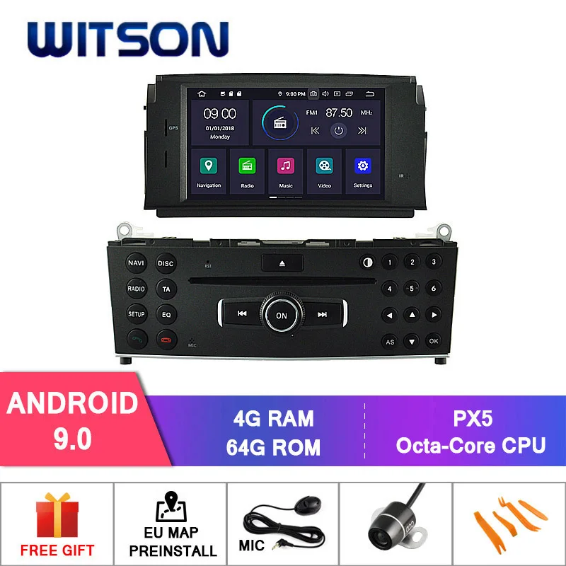 DE со! WITSON Android 9,0 Восьмиядерный PX5 Android 9,0 автомобильный dvd-плеер для Mercedes Benz C200 C180 W204 2007 Автомобильный gps навигатор