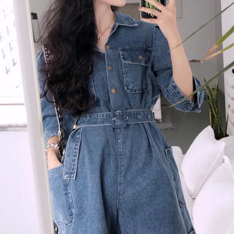 Осенние Комбинезоны для женщин Модные Винтажные женские комбинезоны Короткий