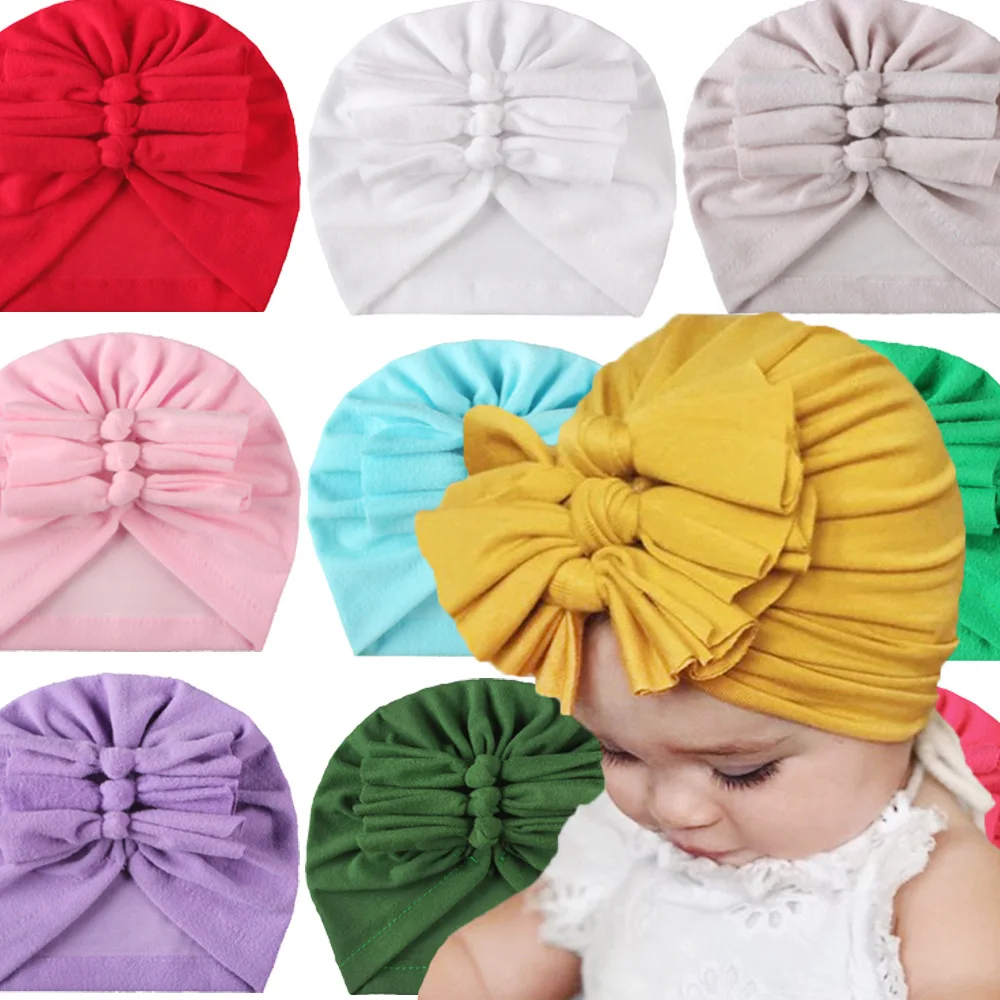 

Newborn Solid Color Soft Nylon Elastic Baby Headband Bows Knotted Newborn Baby Girl Headbands Hair Accessories Girls Haarband