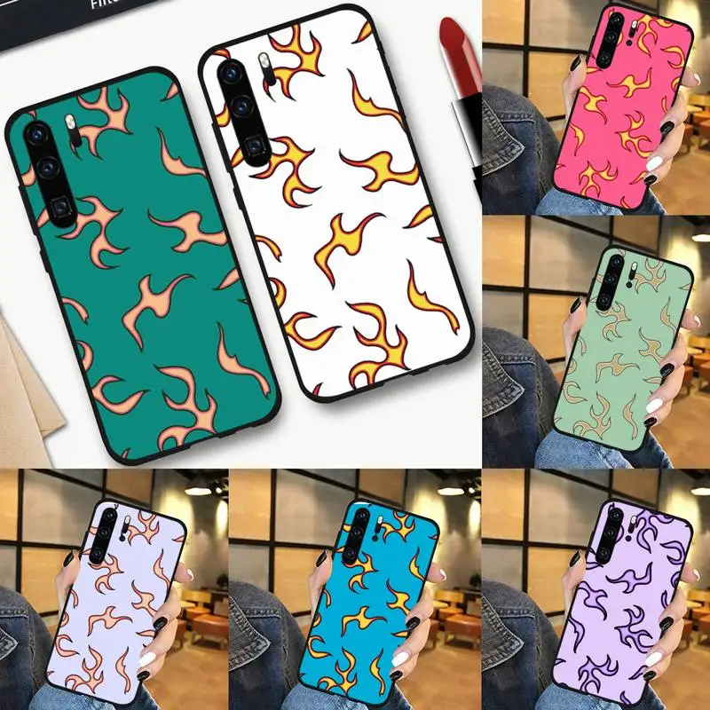 

Fashion Flame Fire Phone Case For Huawei NOVA 2 2i 2s 3i 4 4e 5 plus P10 lite 20 P20 pro honor10 Cover Shell Funda