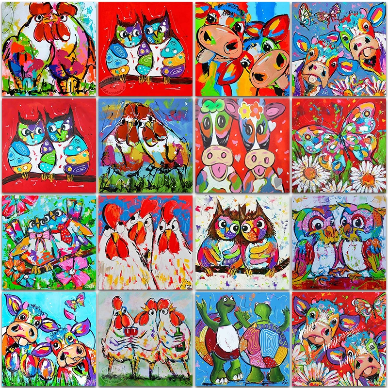 

5D DIY Diamond Painting kit animal Color cow owl chicken Full Square&Round mosaic embroidery Cross stitch home decor Paint Art