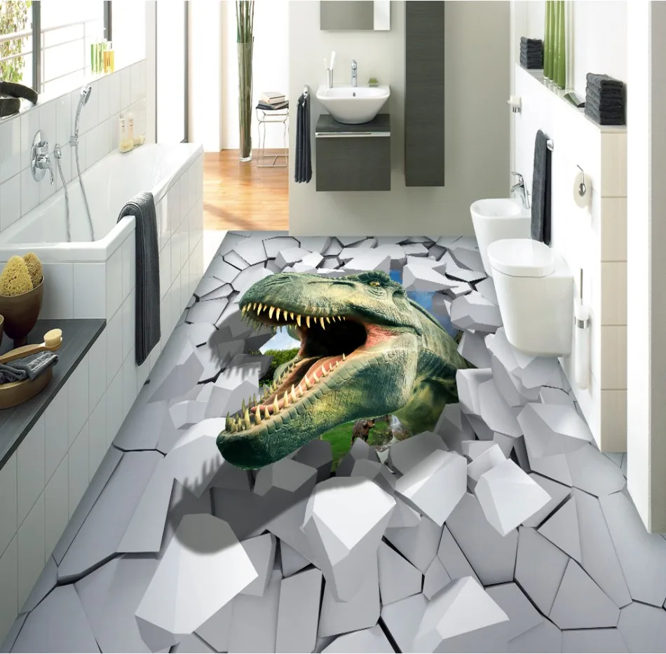 Животное 3D Пол стерео живопись кирпич ПВХ водостойкая наклейка на пол