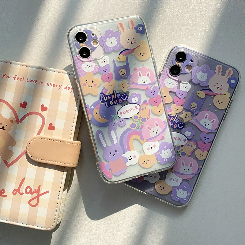 

phone case mobile shell for iphone11 XR XS 7/8/SE 2020 11pro Xs 7p/8plus X/Xs 12 12pro 12pro max 12mini Anti-fall Planet Bunny