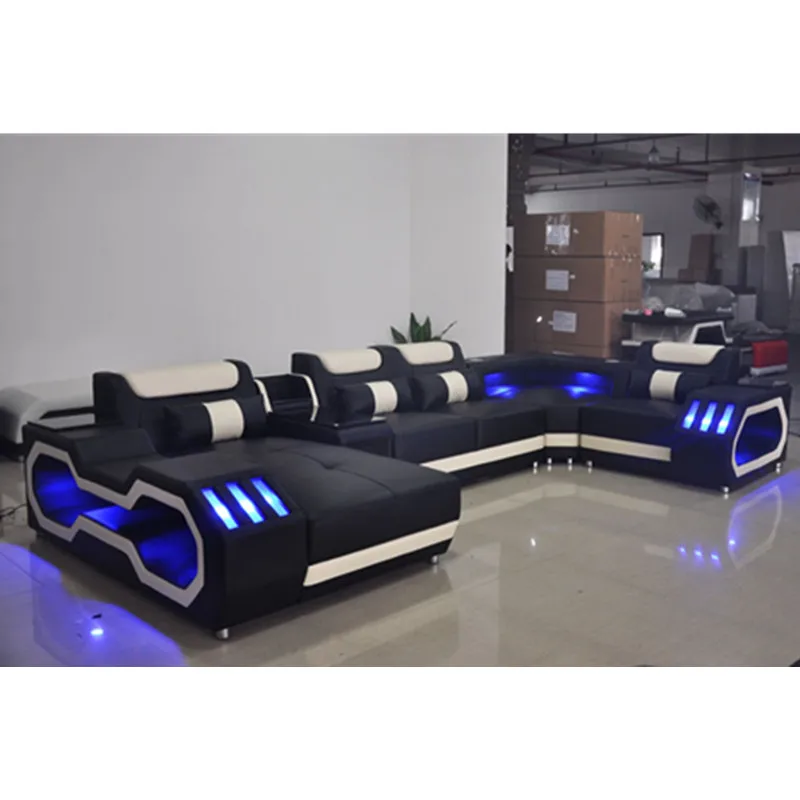 Cbmmart Smart Home Living room furniture leather sofa set with LED Lights/bluetooth/speaker | Мебель