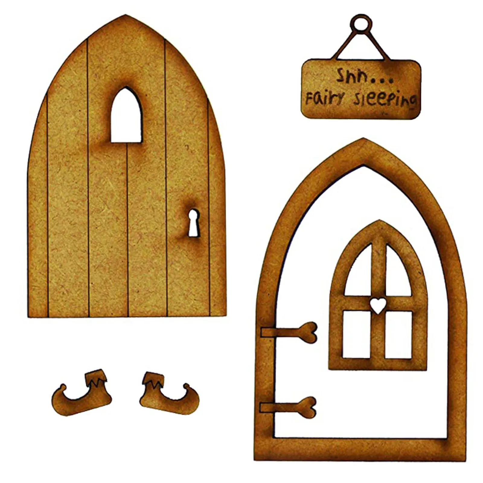 

New Creative 3D Wooden Door Crafts Handmade DIY Home Decoration Set Fairy Door Garden Party Ornaments Housewarming Gifts