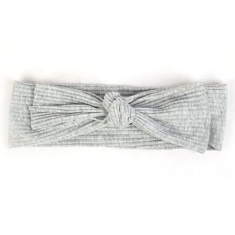Light Gray Lgy Geebro/ребристая повязка на голову с бантом для маленьких девочек, мягкая эластичная хлопковая повязка для волос, аксессуары, тюрбан, детский головной убор AQ019 - Цвет: Light Gray Lgy