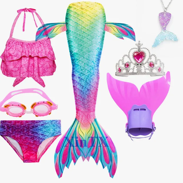 Детский купальник Русалочки с ластами моноласт бикини для девочек костюм