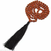 8mm rudraksha 108 beads tassels mala necklace cuff unisex gemstone tassel handmade lucky healing bless veins reiki yoga