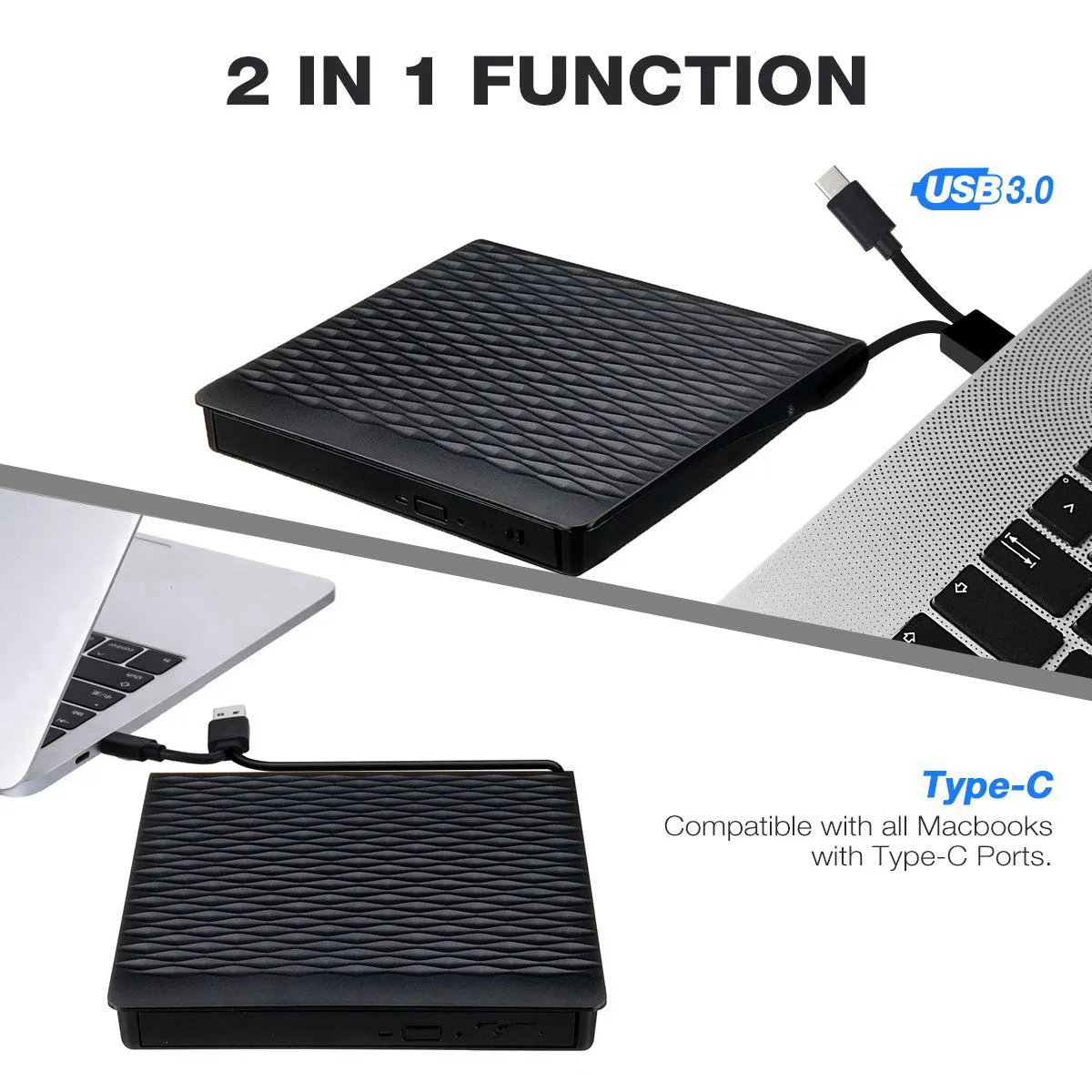Тип C USB 3,0 внешний CD DVD привод Оптический привод для ноутбука Настольный Windows портативный тонкий DVD-RW проигрыватель