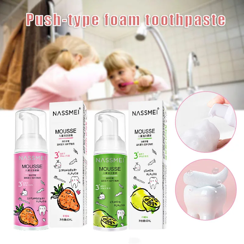 

Kid's Foam Toothpaste No Fluorine Fruit Flavor Teeth Cleansing Mousse Deeply Cleaning Easy to Clean for Child