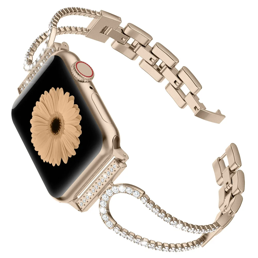 Шикарный Браслет со стразами для Apple Watch для женщин 38 мм 42 мм 40 мм 44 мм ремешок из нержавеющей стали металлический браслет для iWatch серии 4 3 2 1