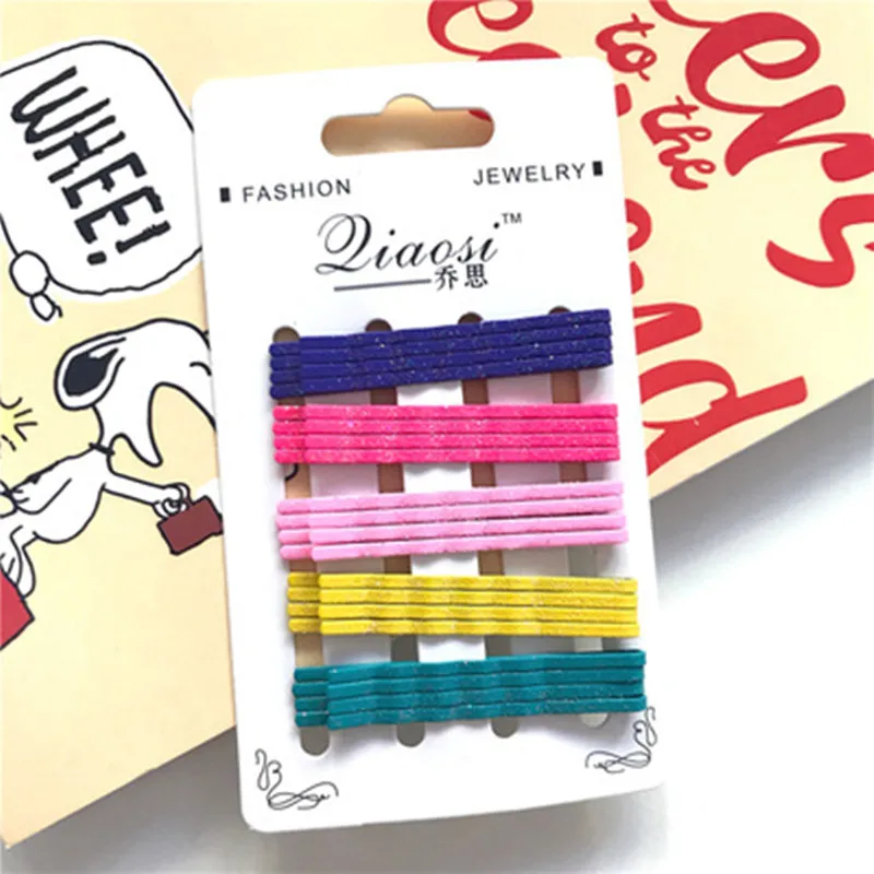 Популярные яркие цветные блестящие шпильки для волос из металлического сплава