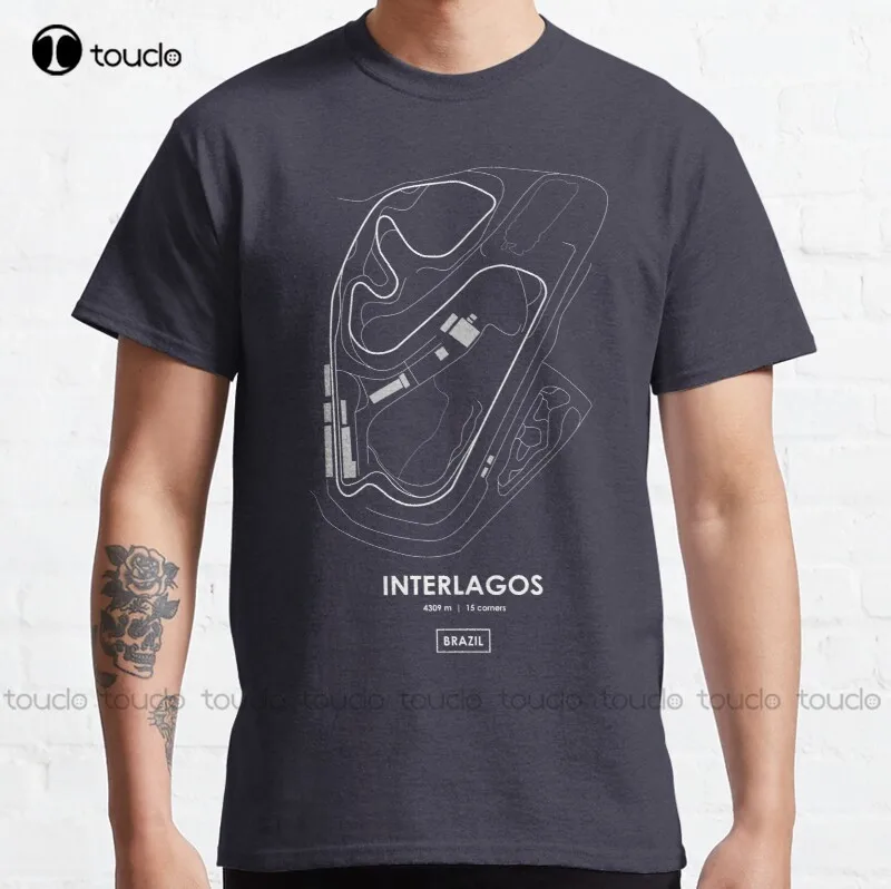 

New Interlagos - Brazil Track Map White Classic T-Shirt Cotton Tee Shirt S-5Xl