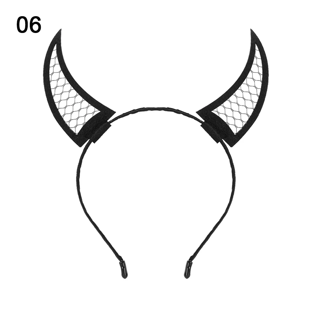 Новинка бандана для готов Дьявол Рог волос обруч паук маска с вуалью Hairband Хэллоуин Косплей головные уборы вечерние аксессуары для волос - Цвет: 06