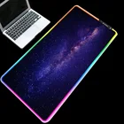 Игровой коврик для мыши Mairuige для ноутбука RGB, крутой светящийся светодиодный цветной блокировочный резиновый Вселенная Галактика, USB мигающий компьютерный коврик для клавиатуры