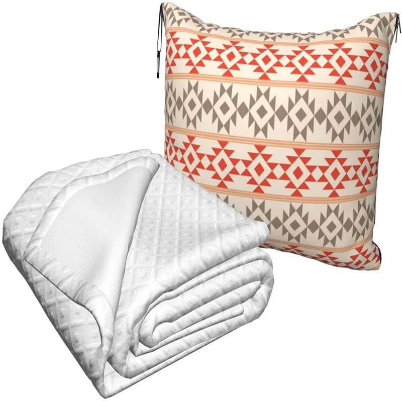 barato Astec Geométrico Padrão De Viagem Travesseiro Cobertor Dois-em-um Mochila Cinta E Compacto Avião Saco Cintura Suporte 60x43 Polegadas