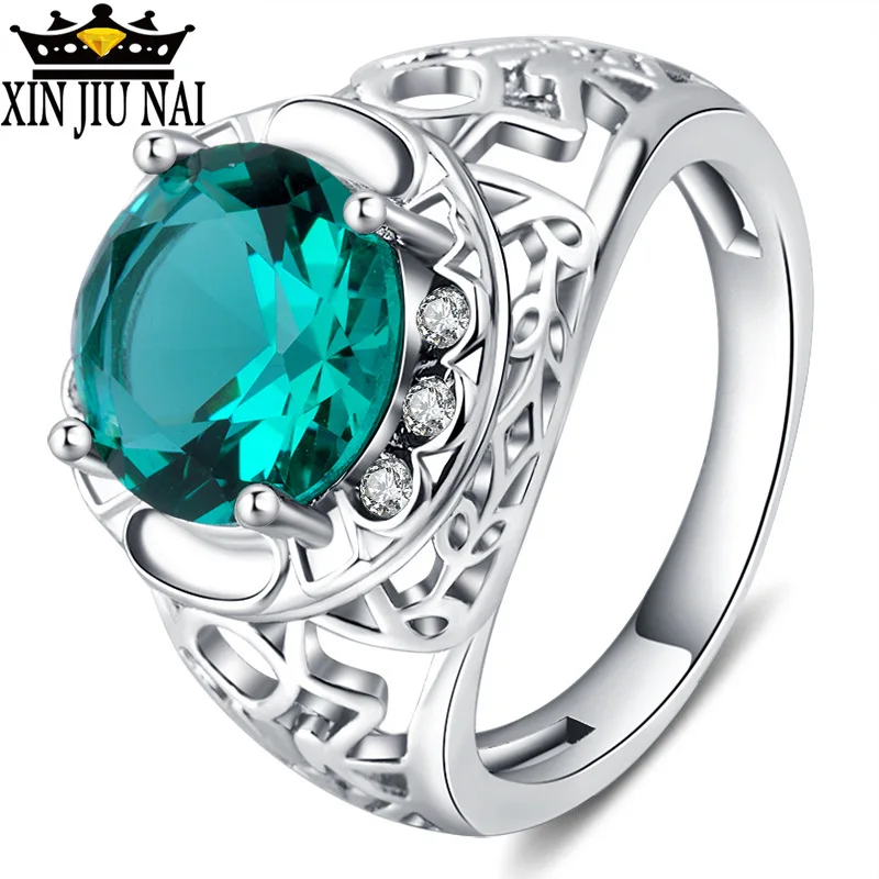 925 серебряные кольца с зеленым цирконием полые кубическим для женщин оправа в