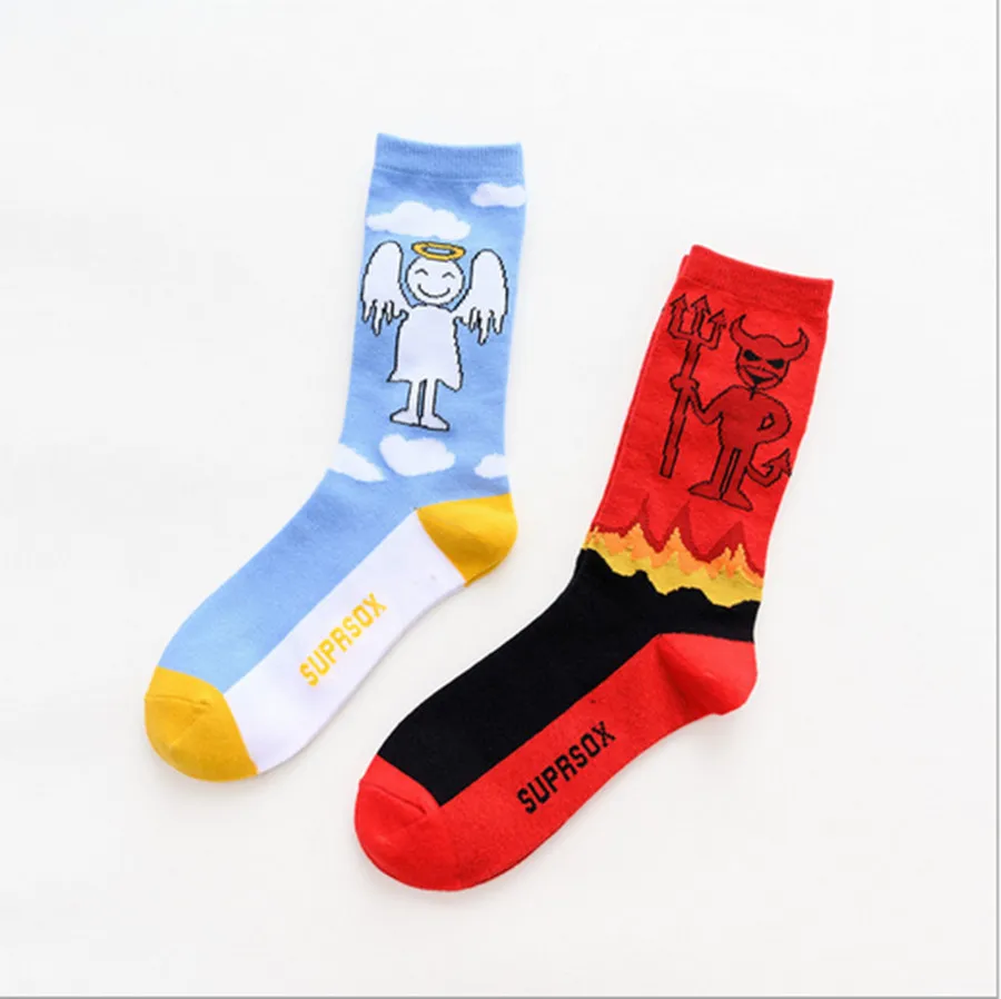 Stockings trend small white bull king cartoon animal splicing with cotton stockings brand men's and women's | Женская одежда