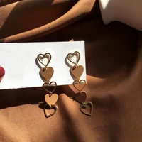 trendy jewelry drop earrings pretty design sweet korean temperament metal alloy hollow heart earrings for women girl gifts