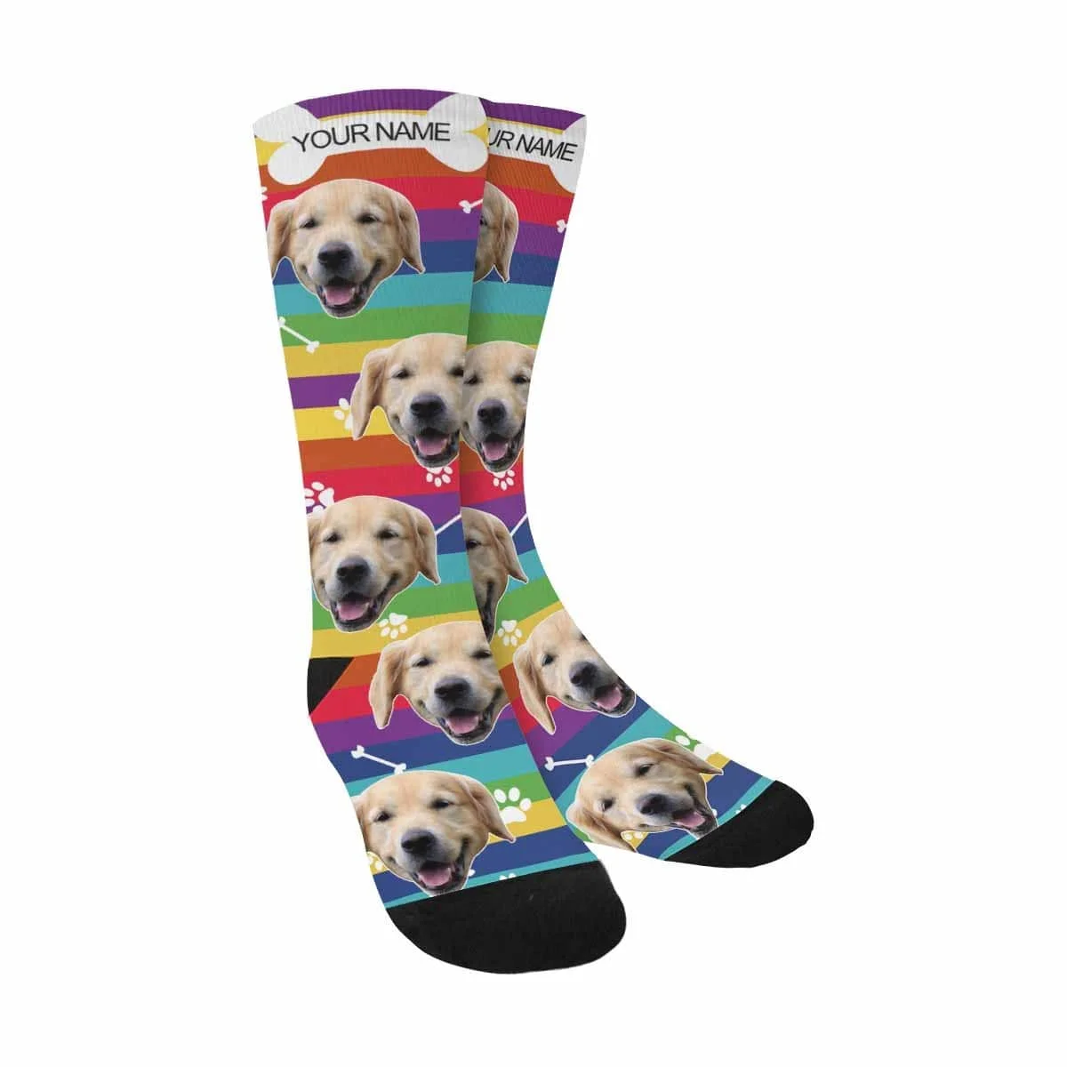 

Custom Face&Name Dog Stripes Sublimated Crew Socks