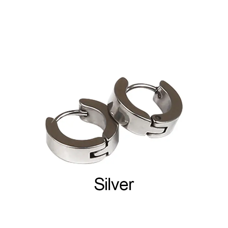 Silver Новинка, маленькие серьги-кольца в стиле рок, серебряные, золотые, нержавеющая сталь, серьги-кольца, унисекс, металлическое покрытие, серьги-клипсы, круглые серьги - Окраска металла: Silver