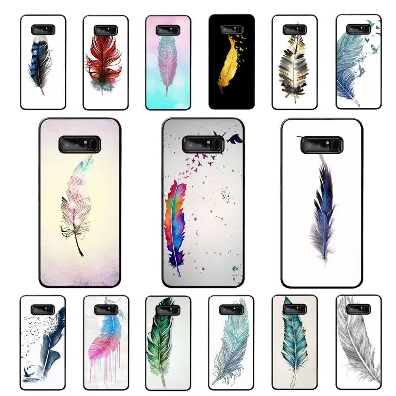 

MaiYaCa Lovely Colorful Feathers Phone Case for Samsung Note 5 7 8 9 10 20 pro plus lite ultra A21 12 02