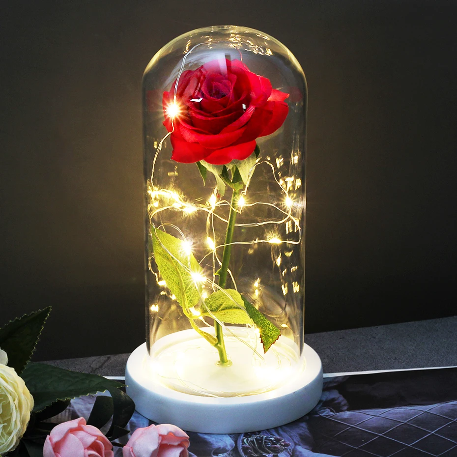 Красота и чудовище РОЗА светодиодная зачарованная Галактическая Роза вечный