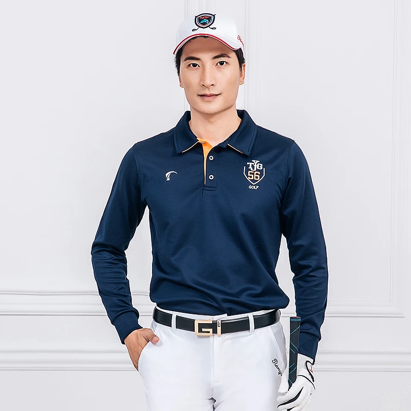 Рубашка для гольфа на осень и зиму Мужская быстросохнущая футболка с длинными