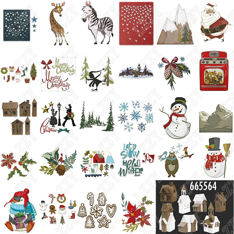 

Snowman Giraffe Horse ChristmasMetal Cutting Dies for DIY Scrapbooking Crafts Dies Cut Stencils Maker Photo Album Template