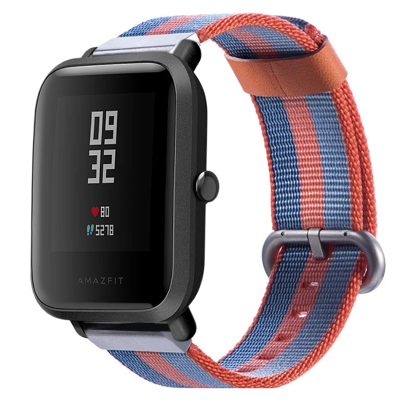 Цветной нейлоновый ремешок для Xiaomi Huami Amazfit Bip Bit Youth Watch Band аксессуары холщовый браслет 20 мм спортивный ремешок для часов