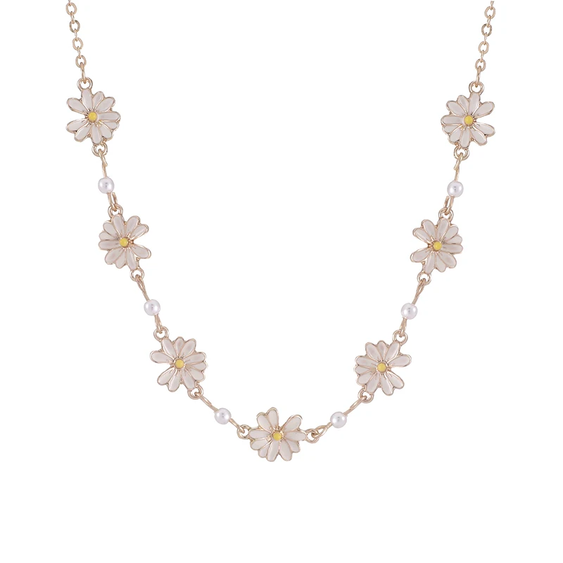 

Collier avec pendentifs marguerite pour femmes, nouvelle mode, accessoires fleurs, breloque, ras du cou, bijoux de vacances