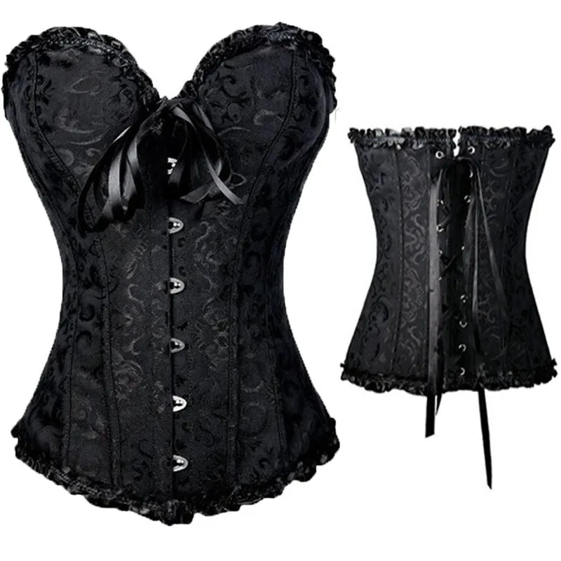 

Women's flower sexy lace lace back lace front hook eye buckle abdomen waist tight corset Women's sexy lace up plus brocade