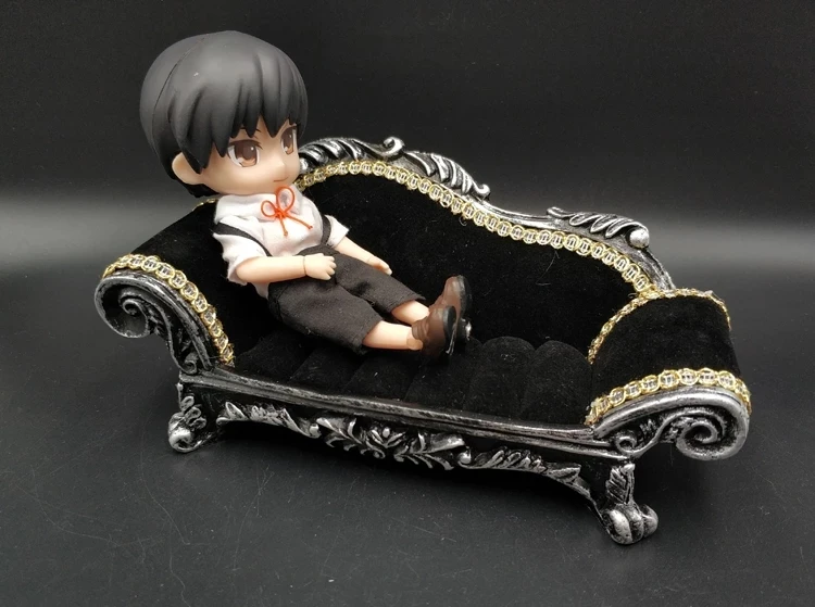 

1/12 весы фигурку сцены аксессуары черный диван шезлонг кресла реквизитная модель для 6 "Мини-куклы