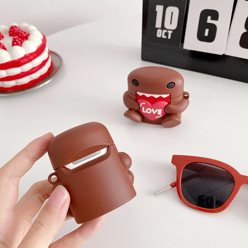Милый мультяшный Домо-кун 3D чехол для AirPods 1 2 pro зарядная коробка мягкий